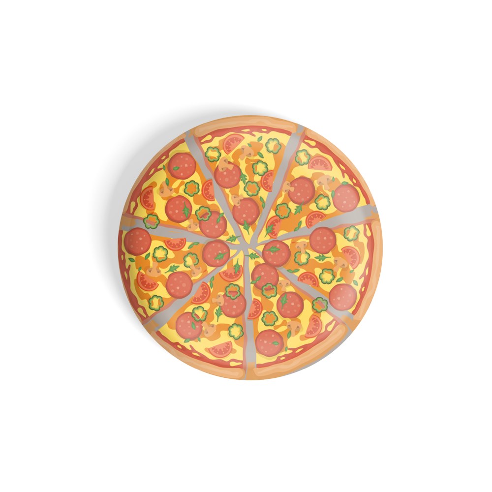 dhcrafts Round Fridge Magnet Multicolour Food Lovers Pizza D3 Glossy Finish Design Pack of 1 (75 mm)